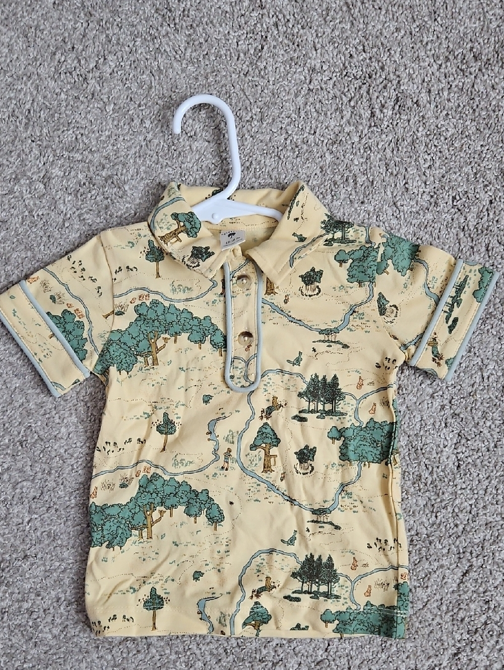 Kate Quinn Winnie the Pooh Map Print Polo Shirt 12-18 Months Like New
